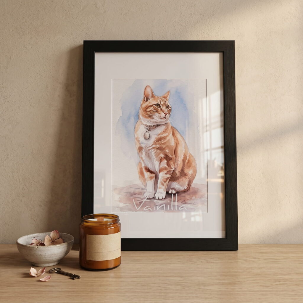 retrato de gato estilo acuarela