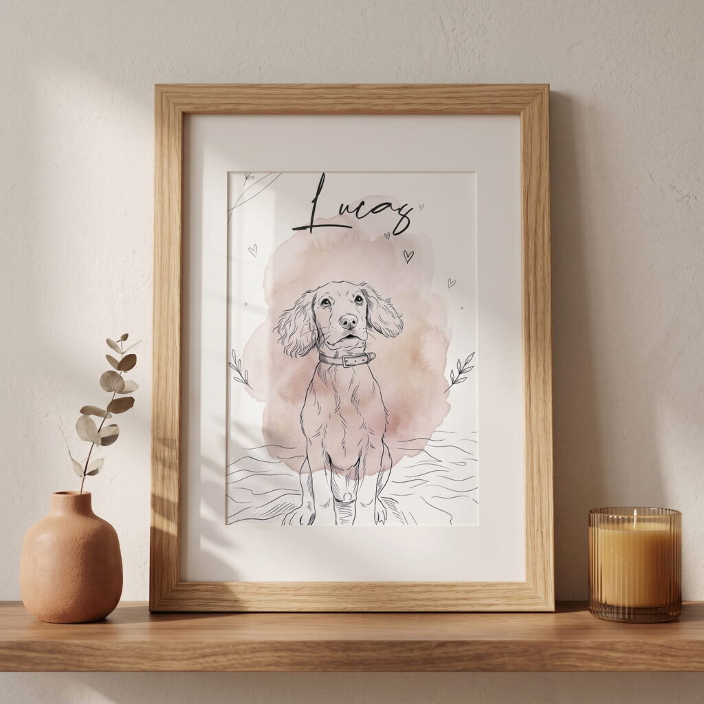 Retrato de Perro - Estilo Line Art 20x30 cm