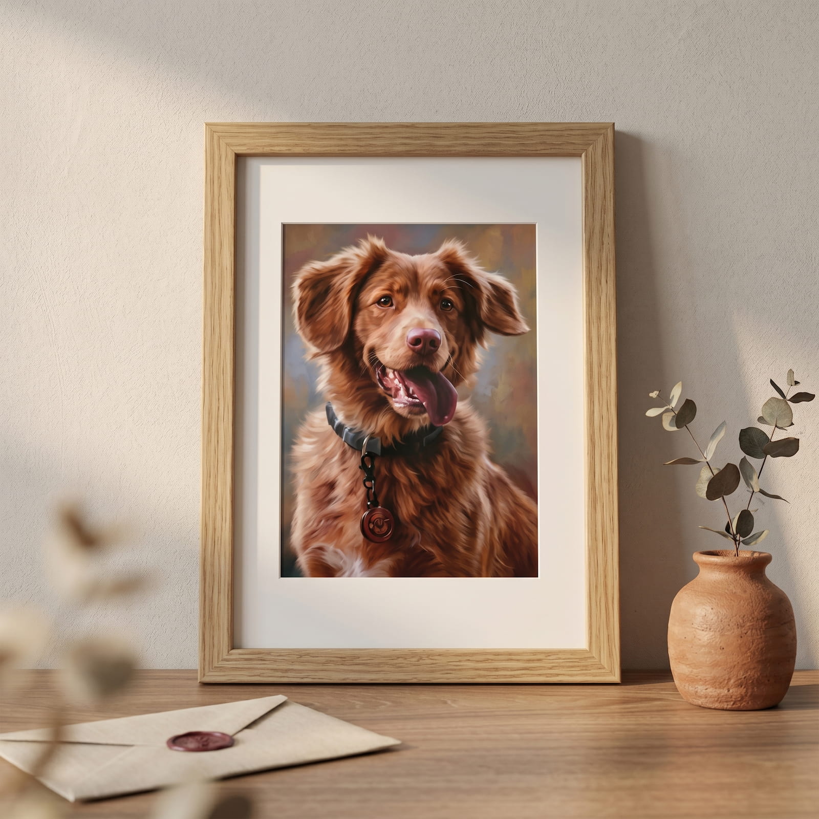 retrato de perro estilo oleo