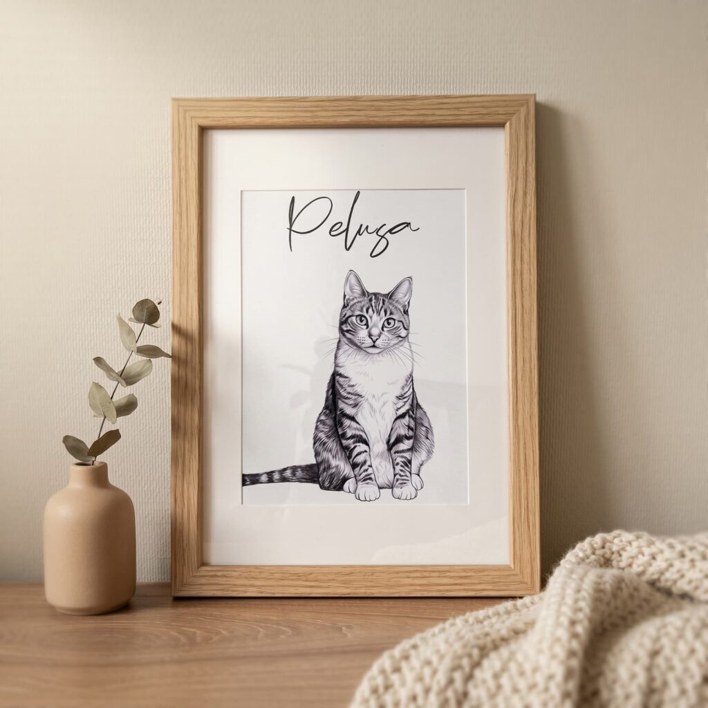 retrato gato estilo sketching